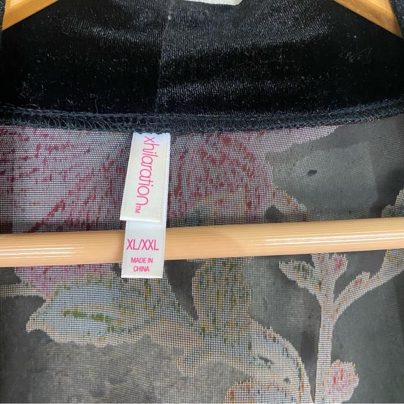 Target xhilaration crushed velvet sheer floral open front kimono xl/xxl - Picture 7 of 7